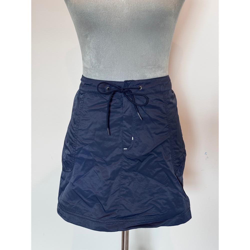 Nautica Navy Blue Nylon Mini Skirt Drawstring Waist Sporty Activewear Size M
